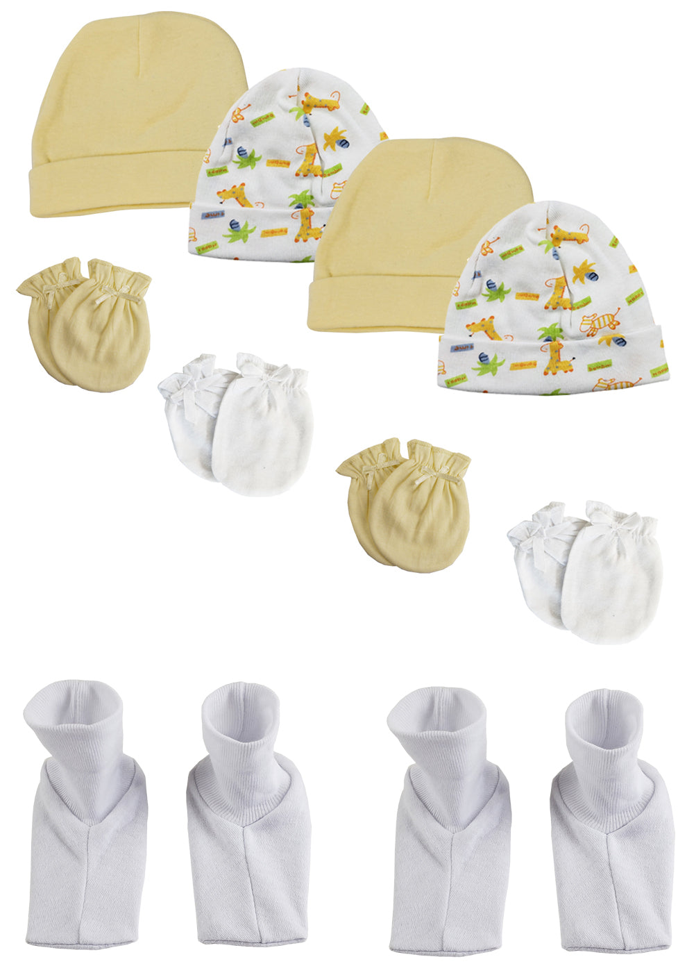 Baby Boy, Baby Girl, Unisex Infant Caps, Booties and Mittens (Pack of 10) NC_0335