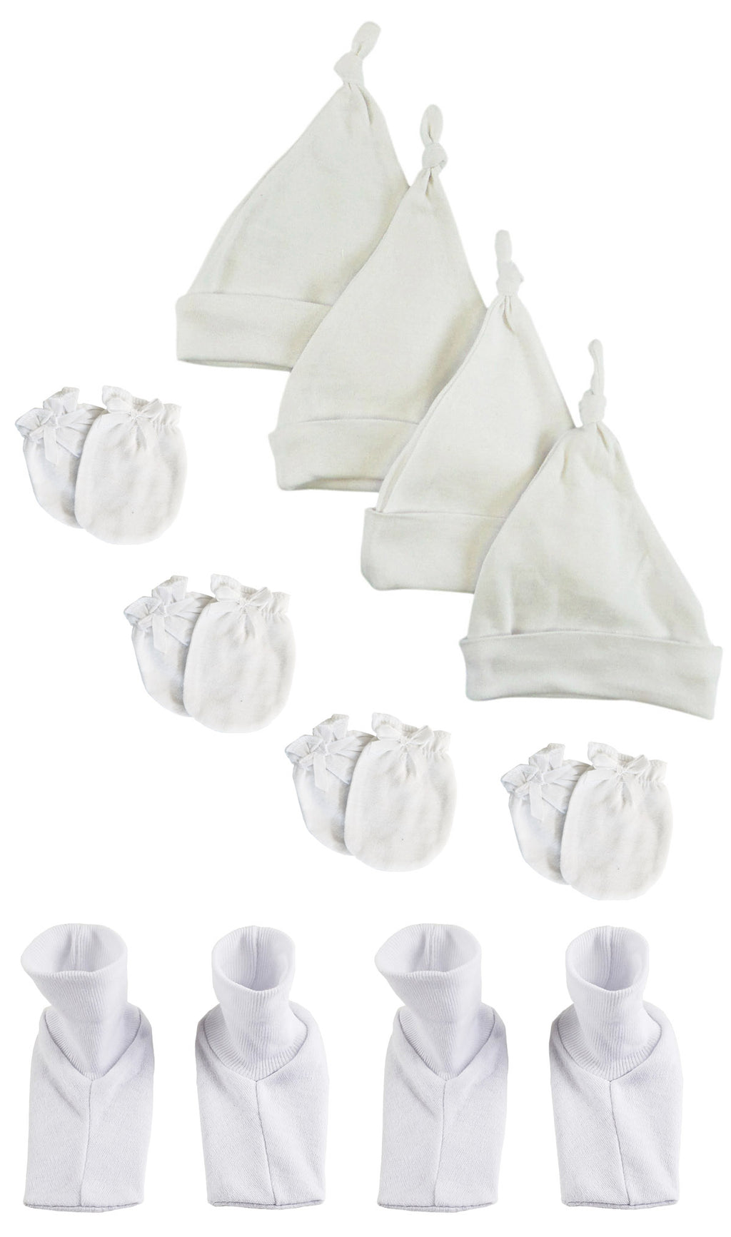 Unisex Knotted Caps , Booties and Mittens - 10 Piece Set NC_0943