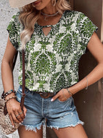 Printed Short Sleeve Blouse