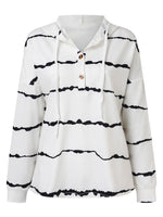 Drawstring Striped Long Sleeve Hoodie