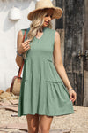 Frill Notched Sleeveless Mini Dress