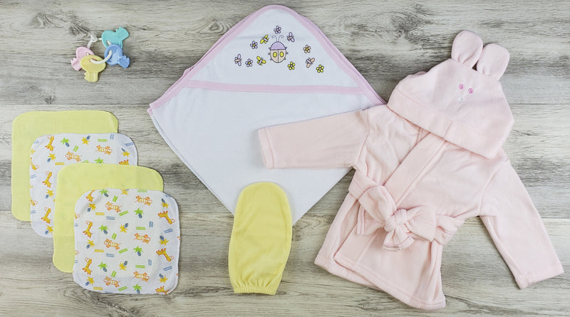 Bambini Hooded Towel, Wash Cloths, Bath Mittens and Robe