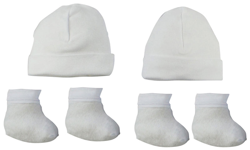 Bambini Cap & Bootie Set - White (Pack of 2)