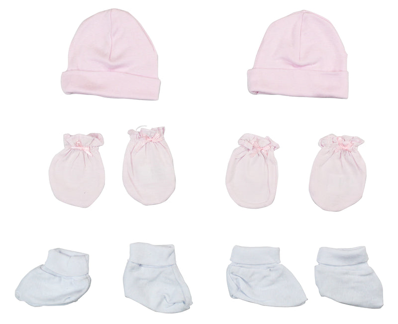 Bambini Girls' Cap, Booties and Mittens 6 Piece Layette Set