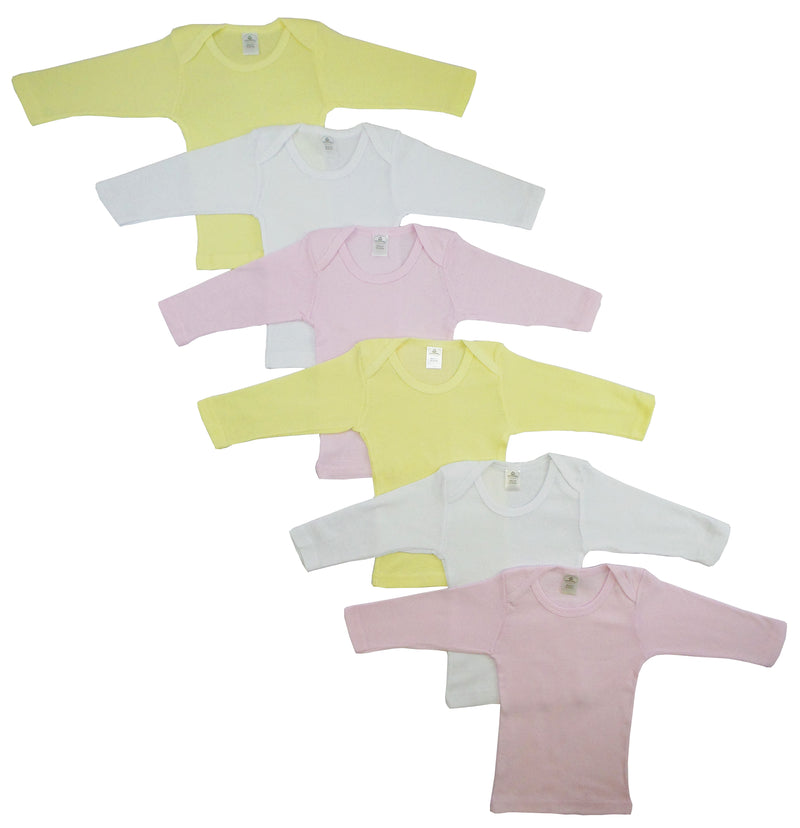 Bambini Girls Pastel Variety Long Sleeve Lap T-shirts  6 Pack