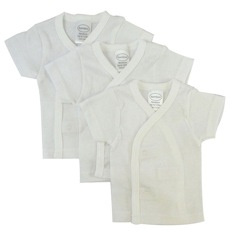 Bambini White Side Snap Short Sleeve Shirt - 3 Pack