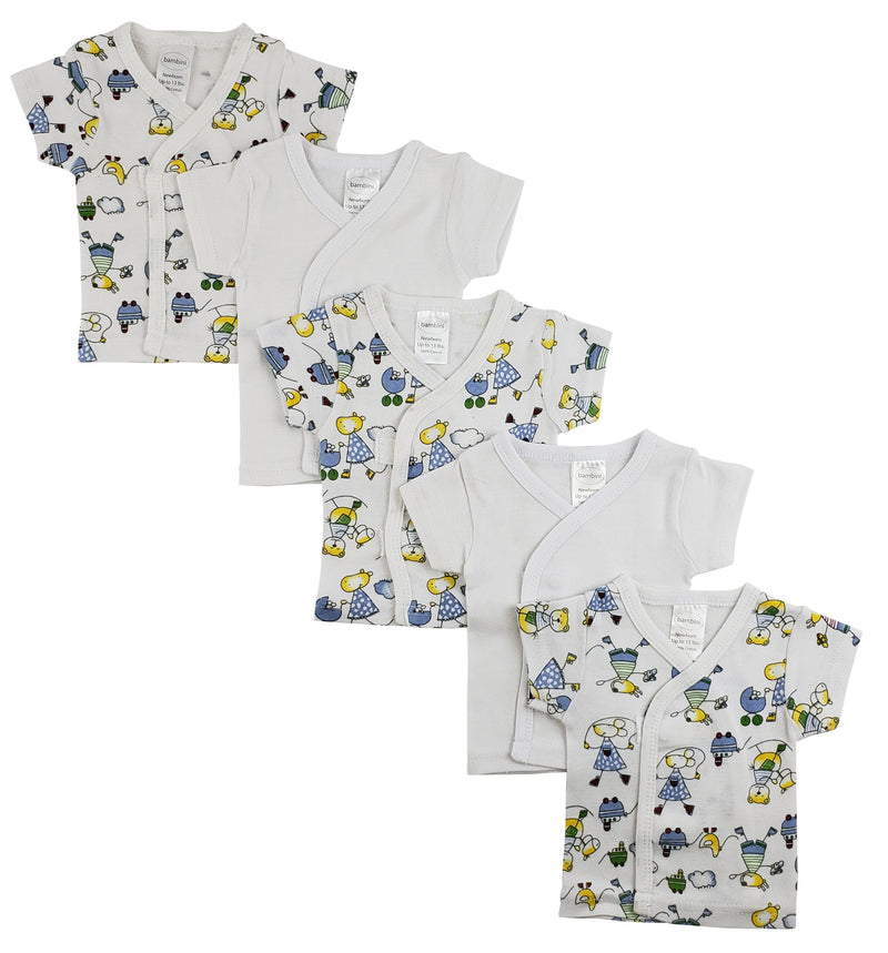 Bambini White Side Snap Short Sleeve Shirt - 5 Pack