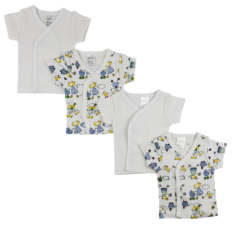 Bambini White Side Snap Short Sleeve Shirt - 4 Pack