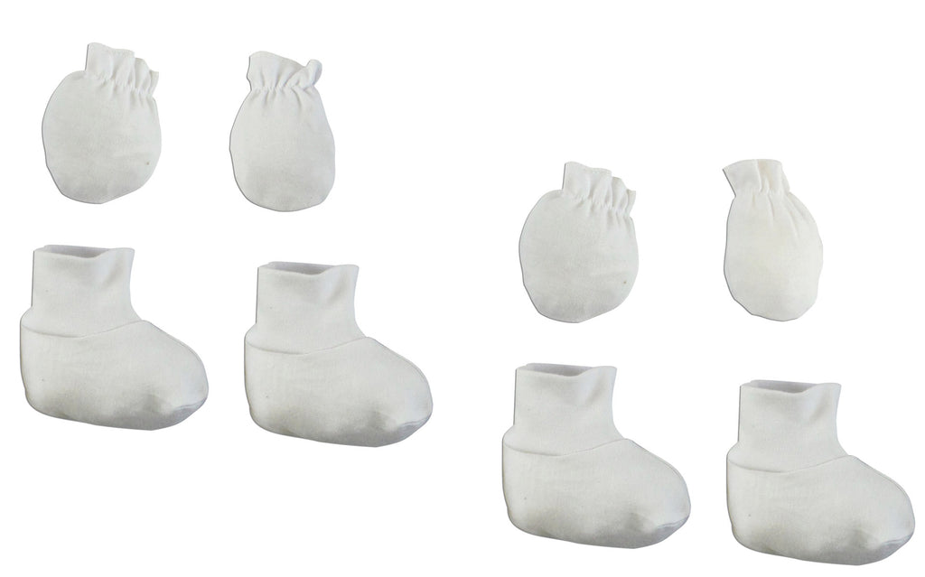 Bambini Infant Booties & Mitten Set White (Pack of 2)