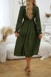 Round Neck Velvet Smocked Flounce Sleeve Dress