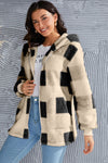 Double Take Full Size Plaid Long Sleeve Hooded Coat