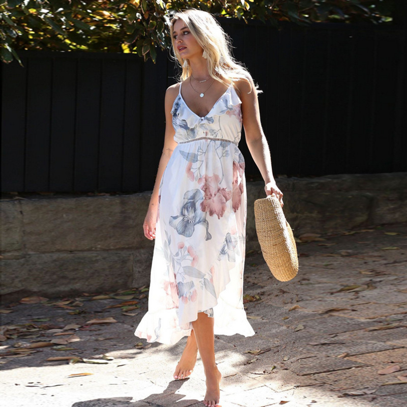 Beautiful Wash Ink Dress with Flounces