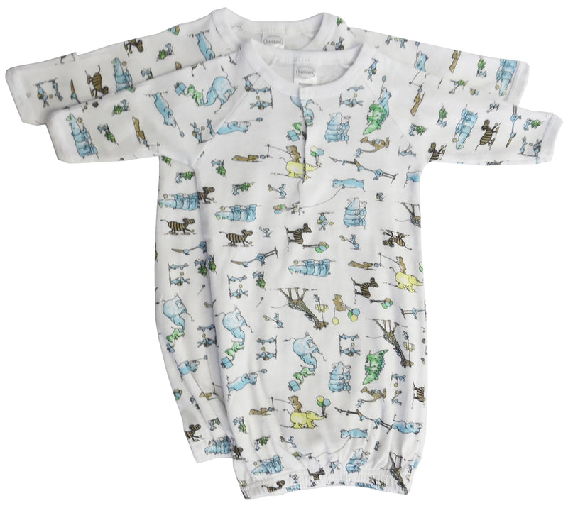 Bambini Boys Print Infant Gowns - 2 Pack
