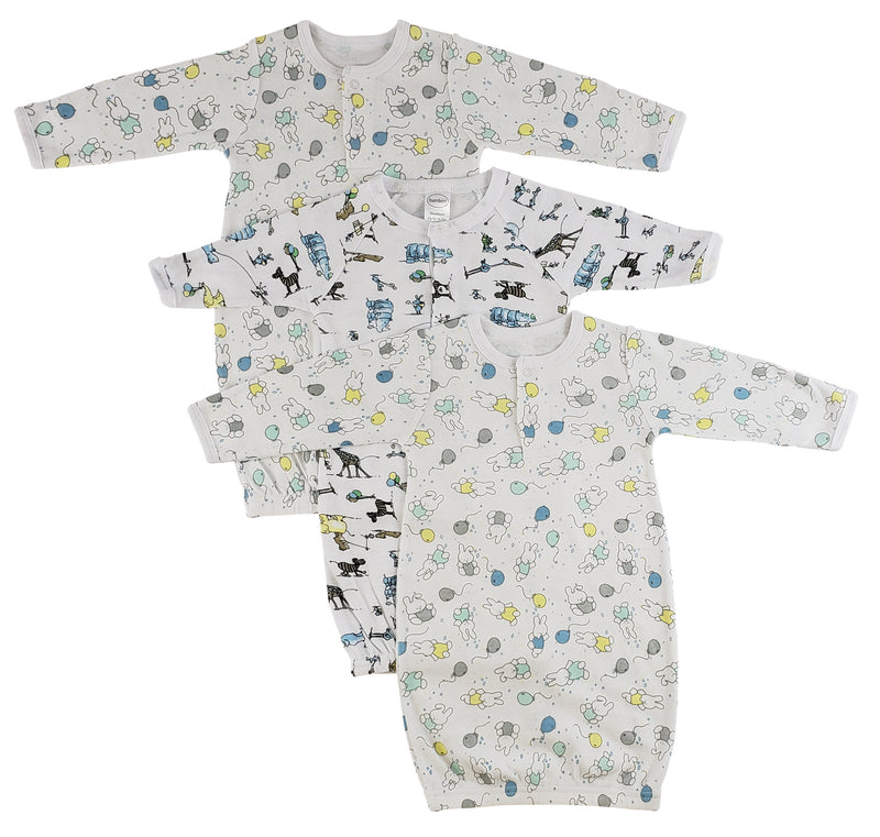 Bambini Girls Print Infant Gowns - 3 Pack