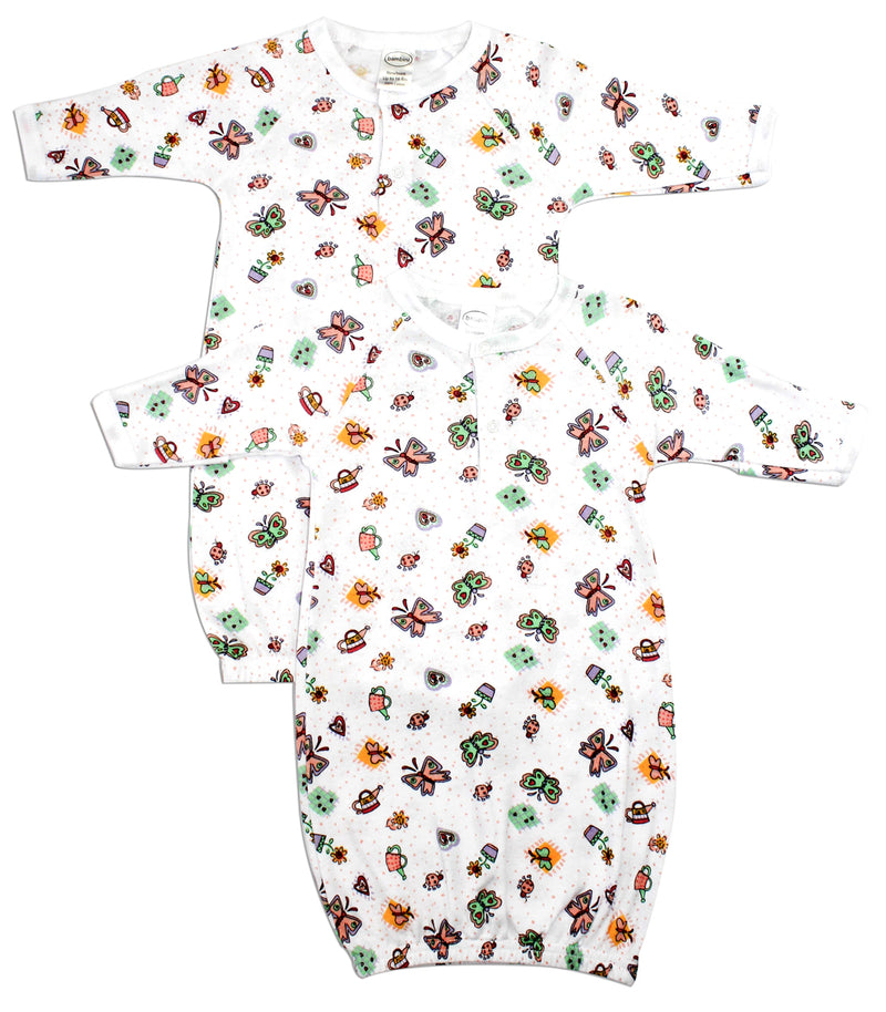 Bambini Girls Print Infant Gowns - 2 Pack