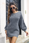 Drop Shoulder Lantern Sleeve Sweater Dress