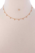 Metal Mini Round Dangle Necklace Earring Set