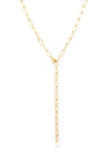 Metal Chain Y Neck Pearl Dangle Necklace