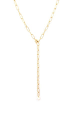 Metal Chain Y Neck Pearl Dangle Necklace