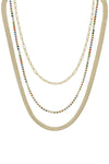 3 Layered Metal Rhinestone Chain Necklace
