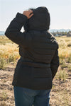 Plus Faux Fur Harness Buckle Belt Detail Long Fitted Puffer Jacket