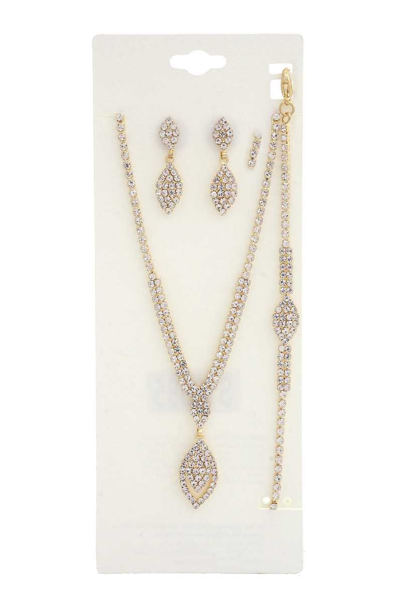 Marquise Rhinestone Bracelet Necklace Set