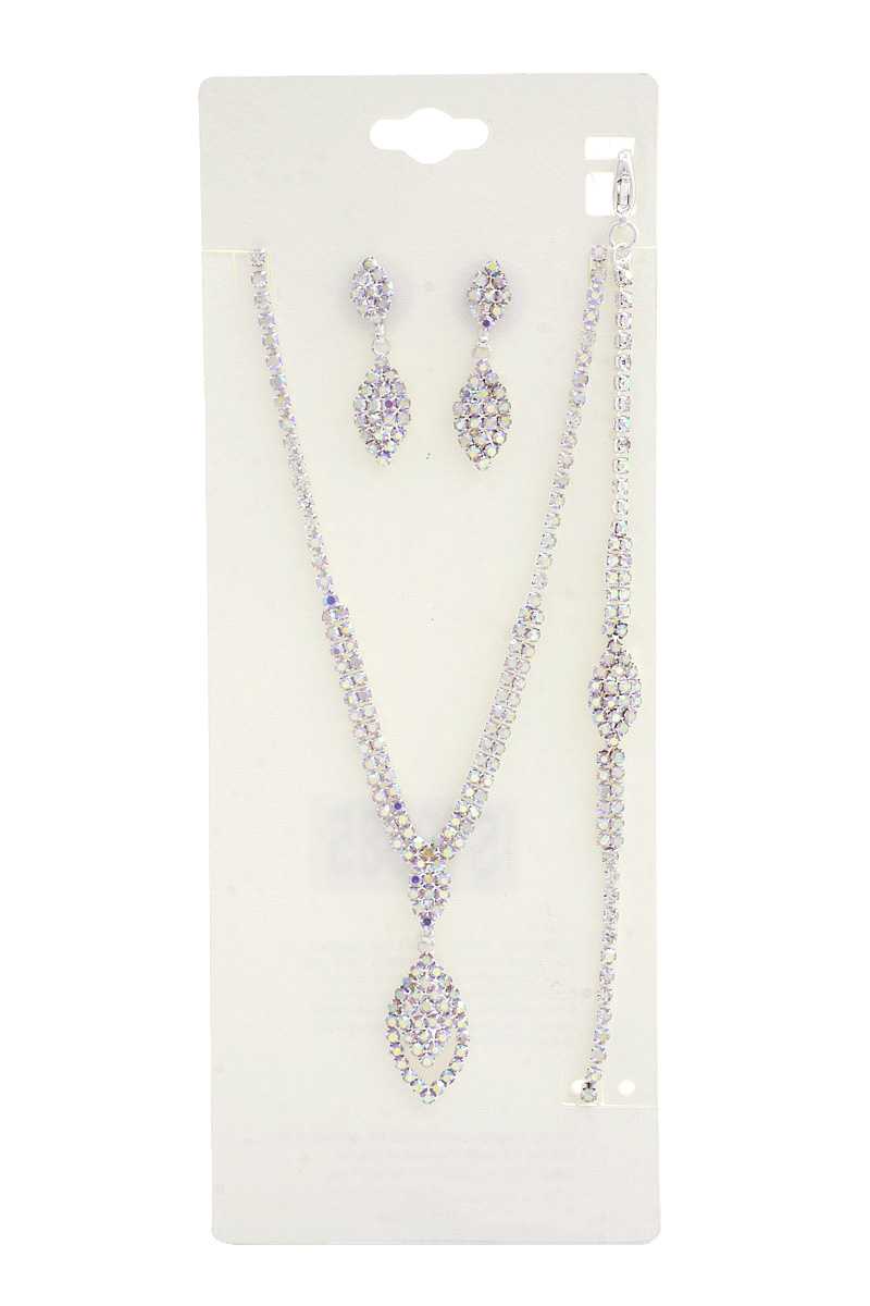 Marquise Rhinestone Bracelet Necklace Set