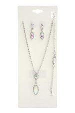Marquise Shape Rhinestone Bracelet Necklace Set
