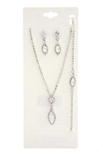 Marquise Shape Rhinestone Bracelet Necklace Set