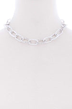 Flat Metal Chain Short Necklace