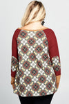 Argyle Printed Waffle Knit Sweater Top