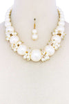 Multi Bead And Pearl Necklace Chocker And Earring Set
