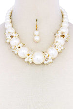 Multi Bead And Pearl Necklace Chocker And Earring Set