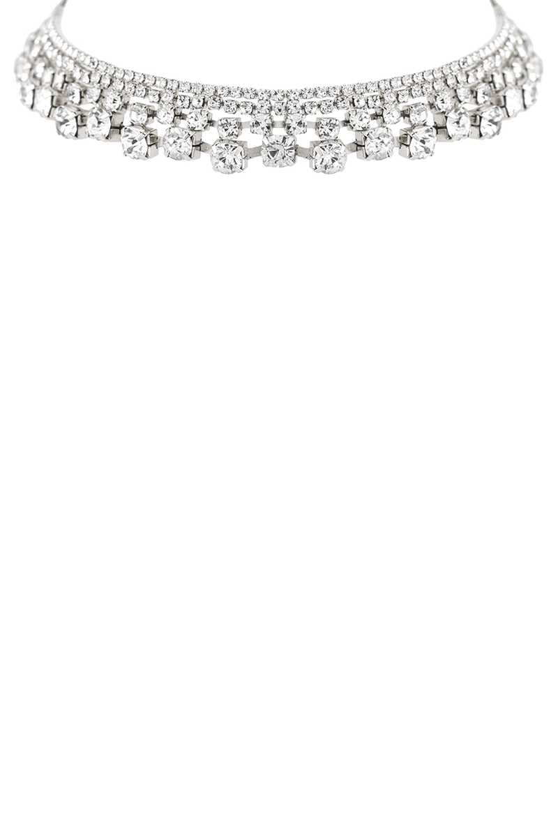 Rhinestone 4 Line Gradual Choker