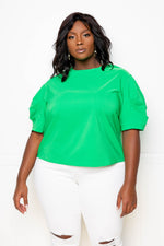 Ruched Puff Sleeve Blouse Top