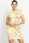 Short Sleeve Floral Bodycon Dress