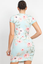 Short Sleeve Floral Bodycon Dress