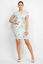 Short Sleeve Floral Bodycon Dress