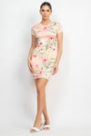 Short Sleeve Floral Bodycon Dress