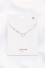 Open Heart Pendant Necklace  With Crystals