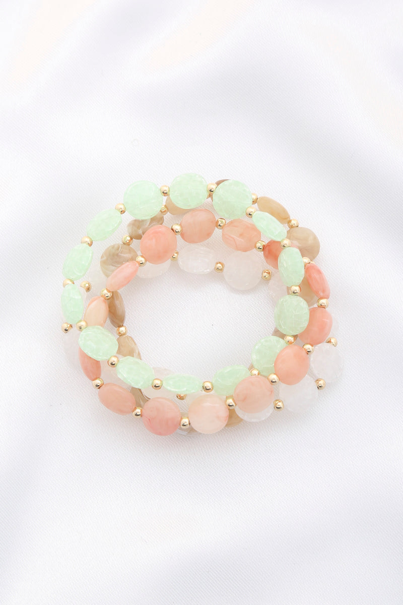 4pcs Br Set Bead Stretch Bracelet