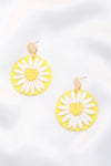 Daisy Printed Round Ac Drop Earriing