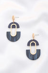 Wood Acetate Oval Dangle Earring