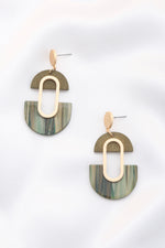 Wood Acetate Oval Dangle Earring