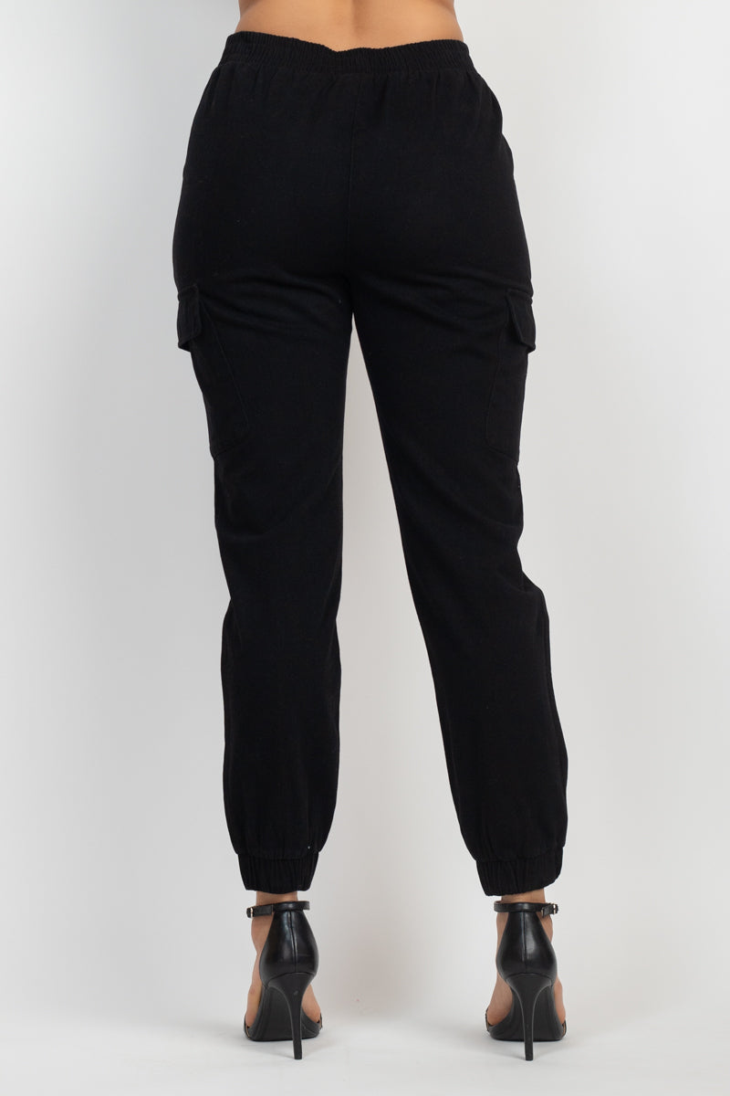 Solid High-rise Pocketed Jogger Pants