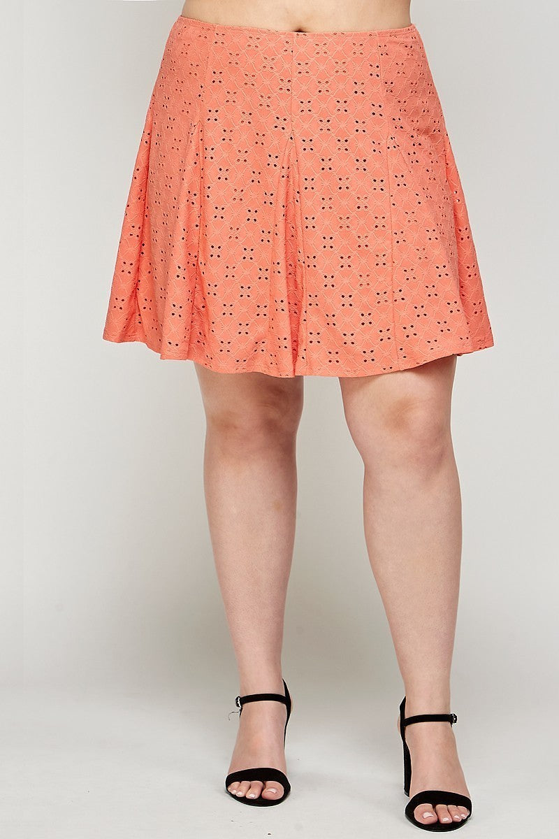 Plus Size, Knit Eyelet A-line Skirt