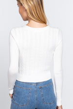 Long Sleeve V-neck Cable Sweater