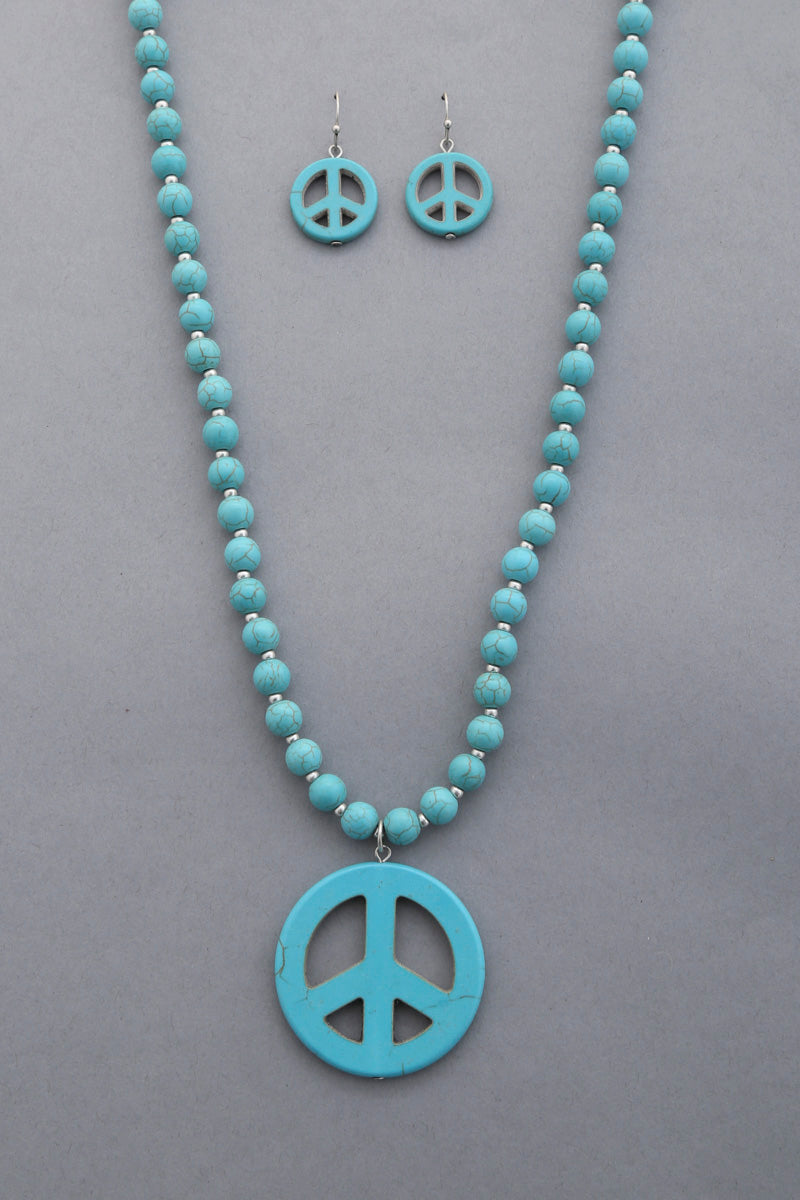 Peace Sign Pendant Beaded Necklace