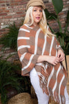 Bottom Tassel Edge Multi Color Poncho