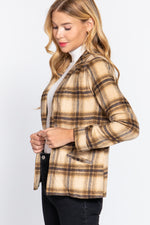 Notched Collar Plaid Jacket